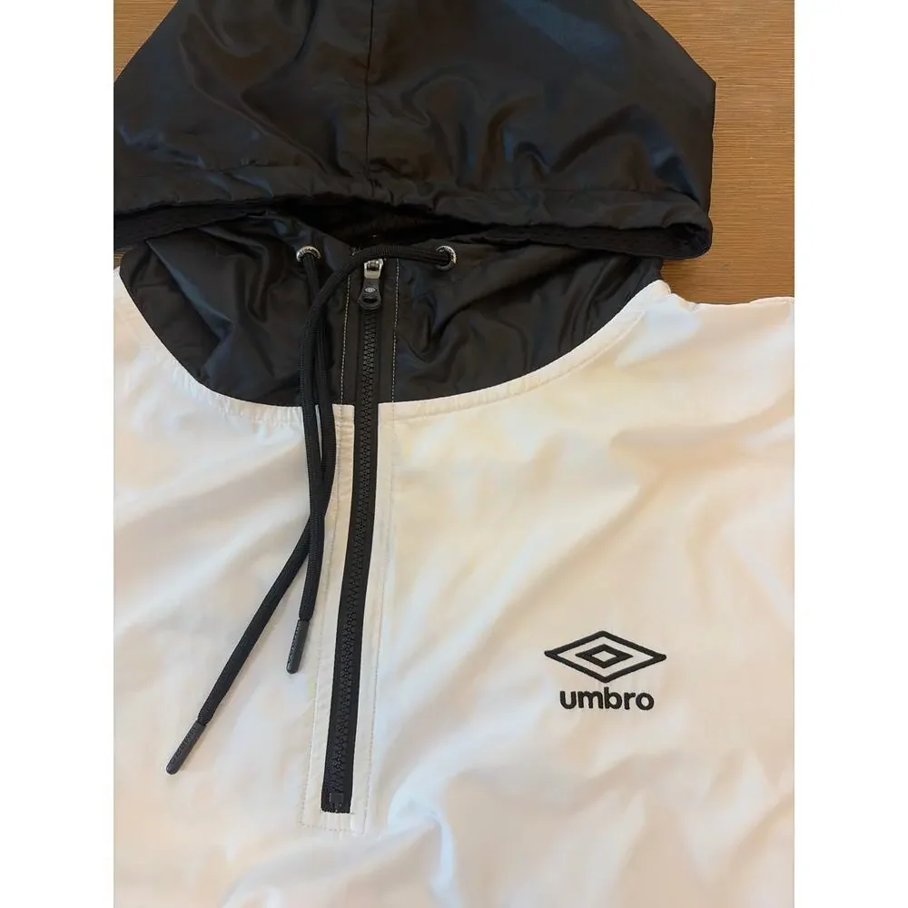 Umbro Windbreaker Jacket Pullover Hooded Black White Y2K Streetwear Size XXL